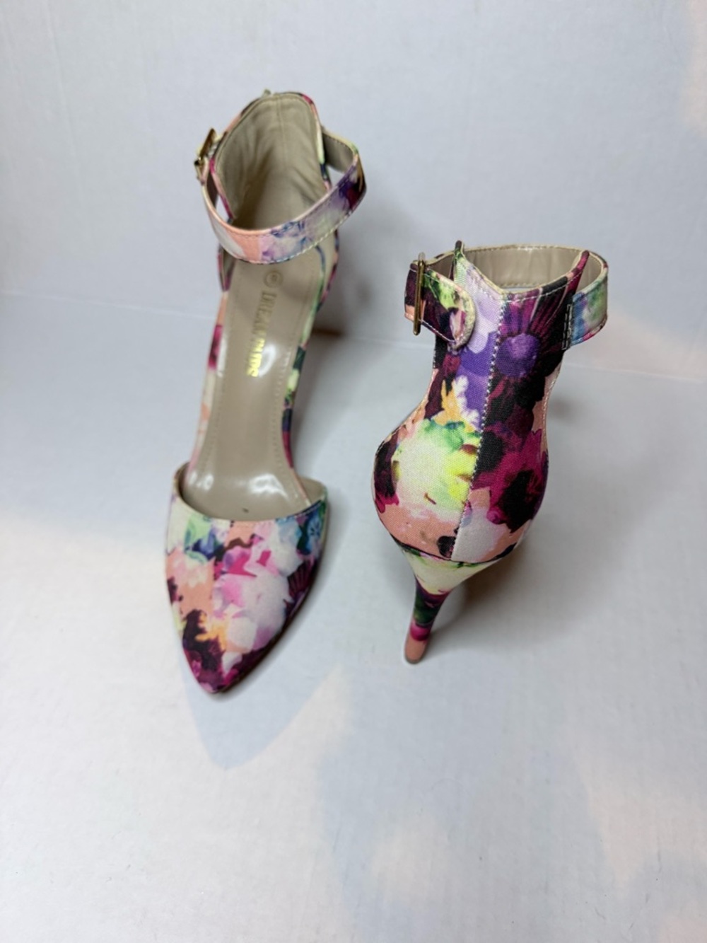 Dream Pairs Multicolor Floral Pointed-Toe Ankle-Strap Heels - Picture 7 of 8